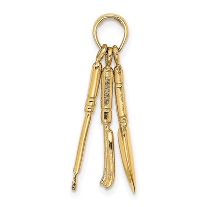 10K Yellow Gold 10K 3-D Moveable Garden Hand Tool Collection Charm