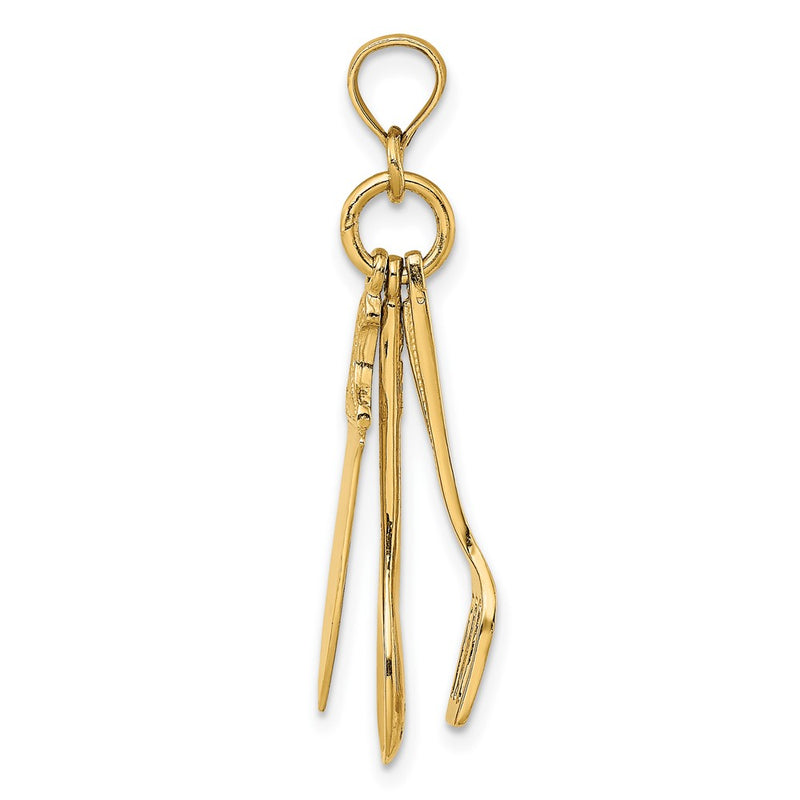 10K Yellow Gold 10K 3-D Moveable Spatula, Spoon, And Knife Charm