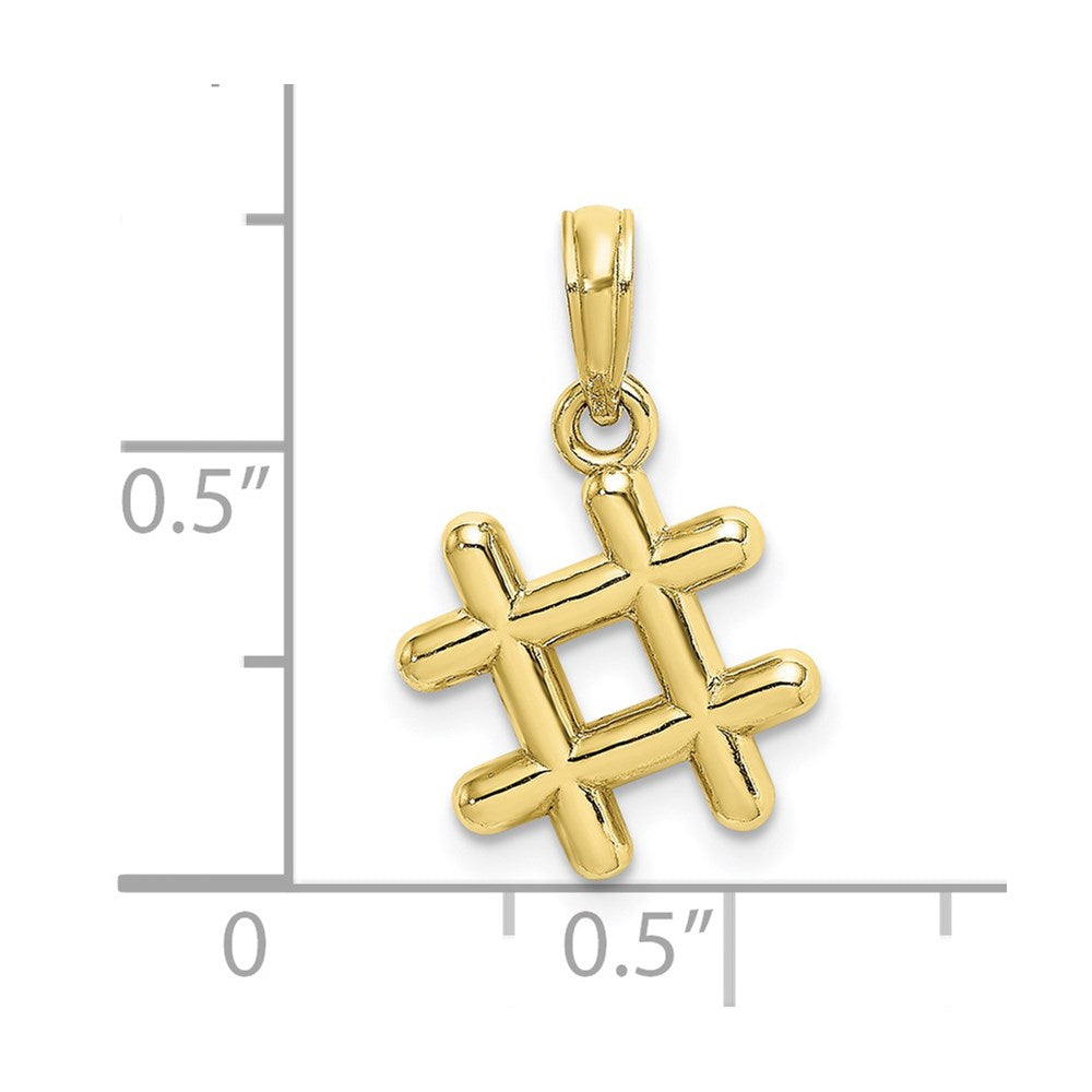 10K Yellow Gold 10K 3-D Hashtag Charm