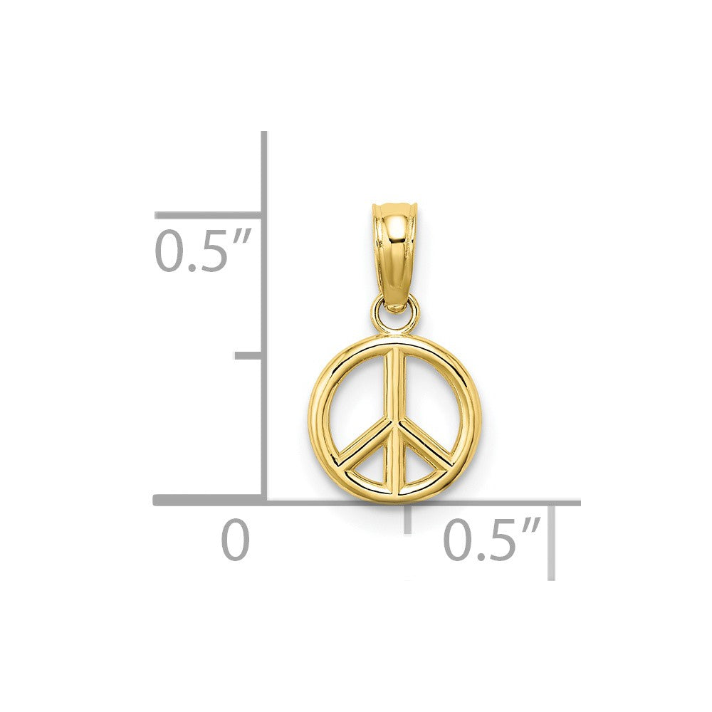 10K Yellow Gold 3-D Peace Symbol Charm