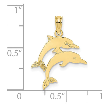 10K Yellow Gold 10K Double Dolphins Charm