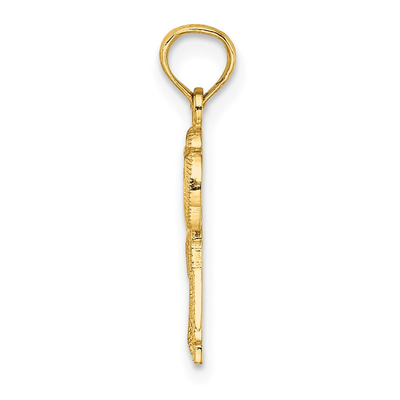 10K Yellow Gold 10K Textured Double Palm Tree Charm