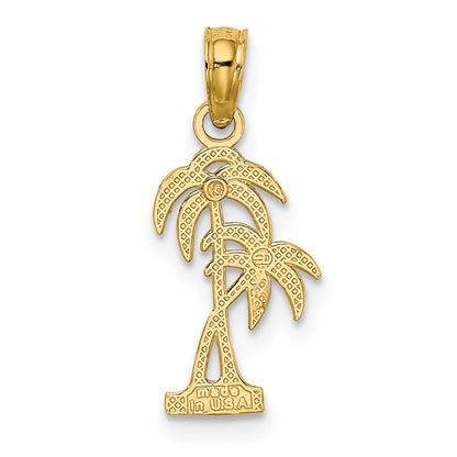 10K Yellow Gold 10K Textured Double Palm Tree Charm