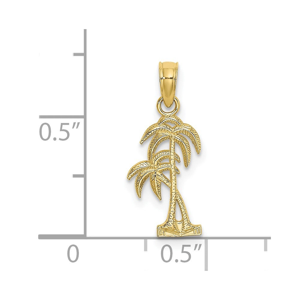 10K Yellow Gold 10K Textured Double Palm Tree Charm