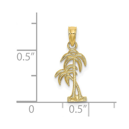 10K Yellow Gold 10K Textured Double Palm Tree Charm