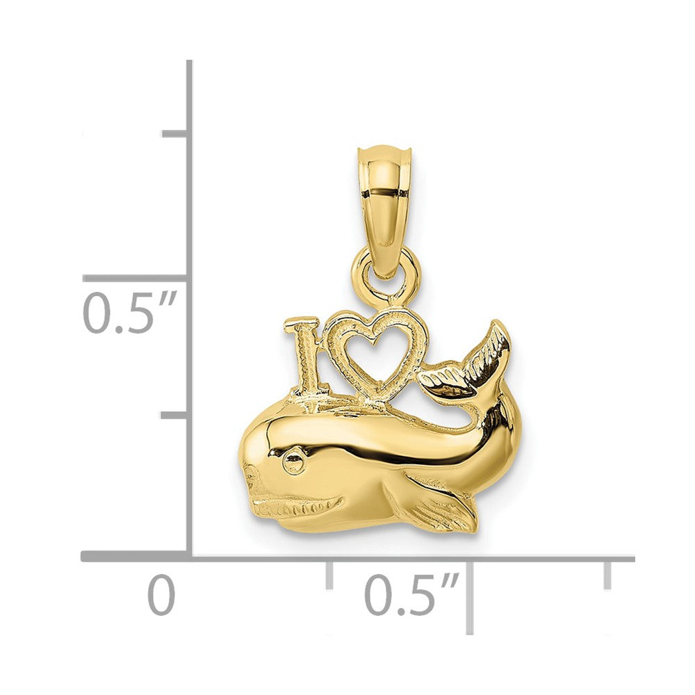 10K Yellow Gold 10K Polished I Heart Whales Charm