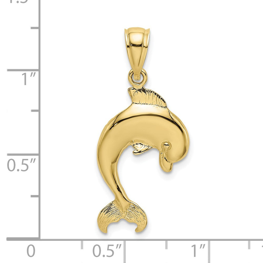 10K Yellow Gold 10K Polished Dolphin Jumping Charm