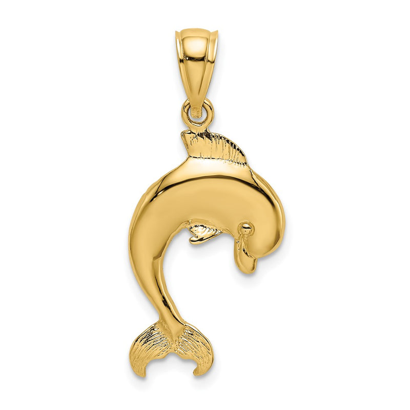 10K Yellow Gold 10K Polished Dolphin Jumping Charm