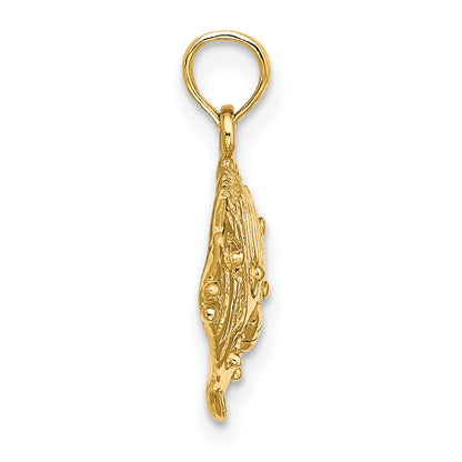 10K Yellow Gold 10K 2-D Polished Engraved Fish Charm