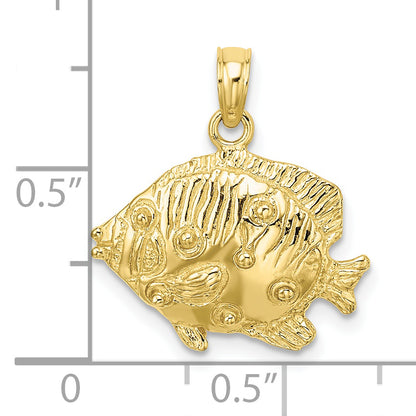 10K Yellow Gold 10K 2-D Polished Engraved Fish Charm