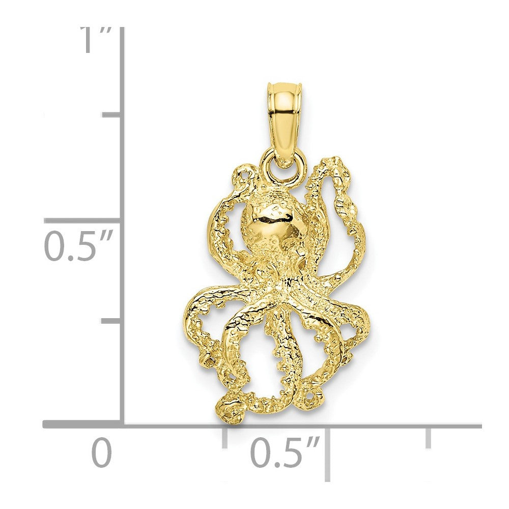 10K Yellow Gold 10K 2-D Textured Octopus Charm