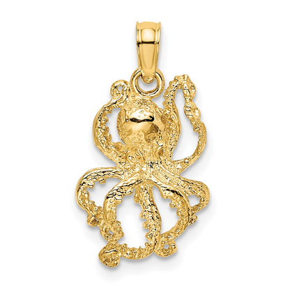10K Yellow Gold 10K 2-D Textured Octopus Charm