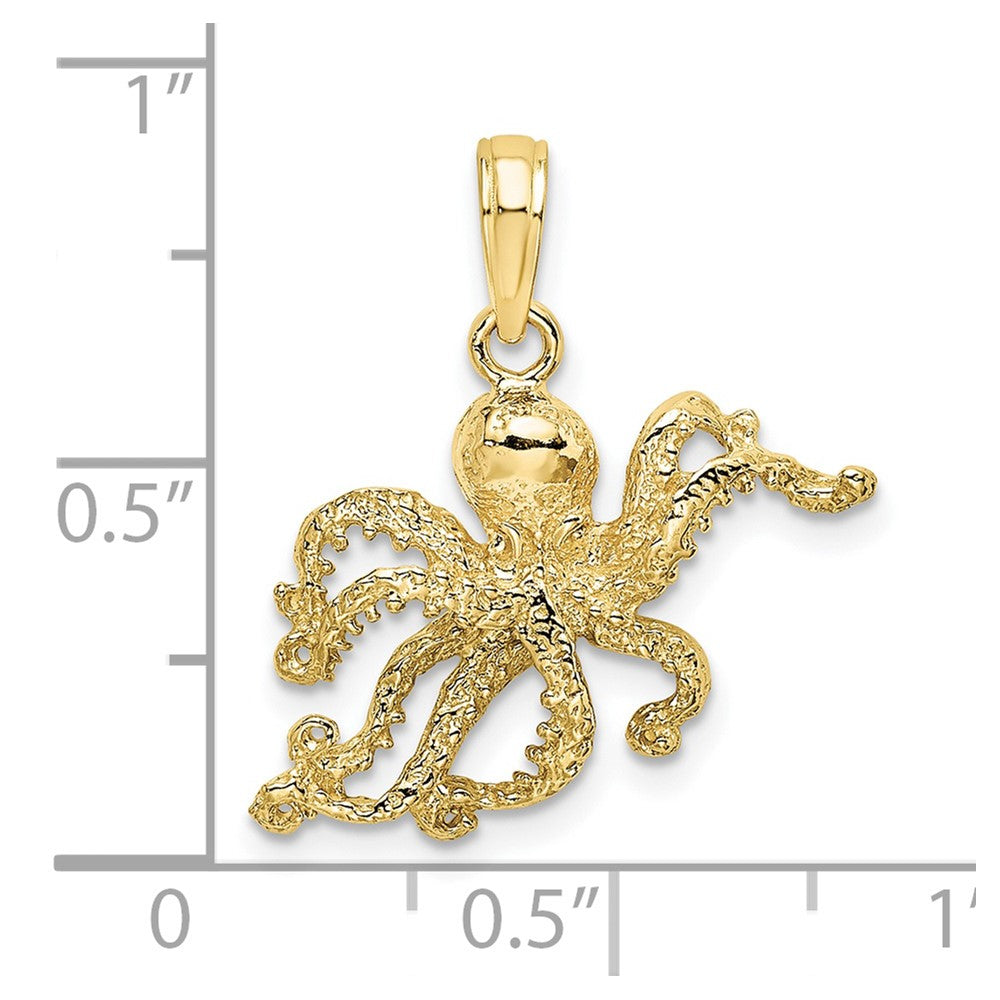 10K Yellow Gold 10K 2-D And Textured Octopus Charm