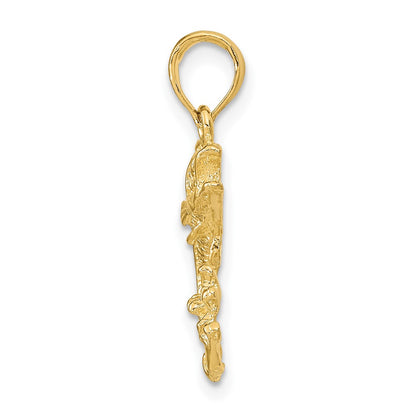 10K Yellow Gold Polished Bass Fish Pendant