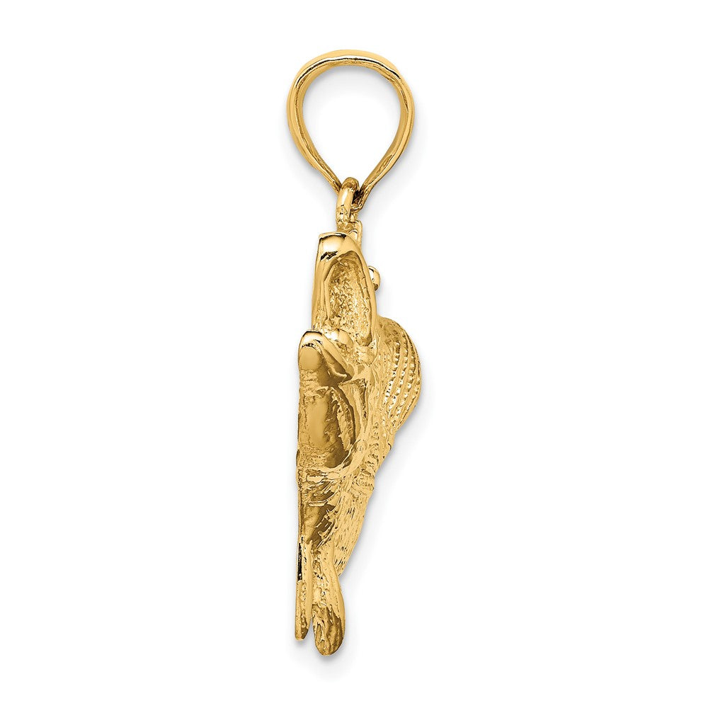 10K Yellow Gold 10K Open Mouth Bass Fish Charm