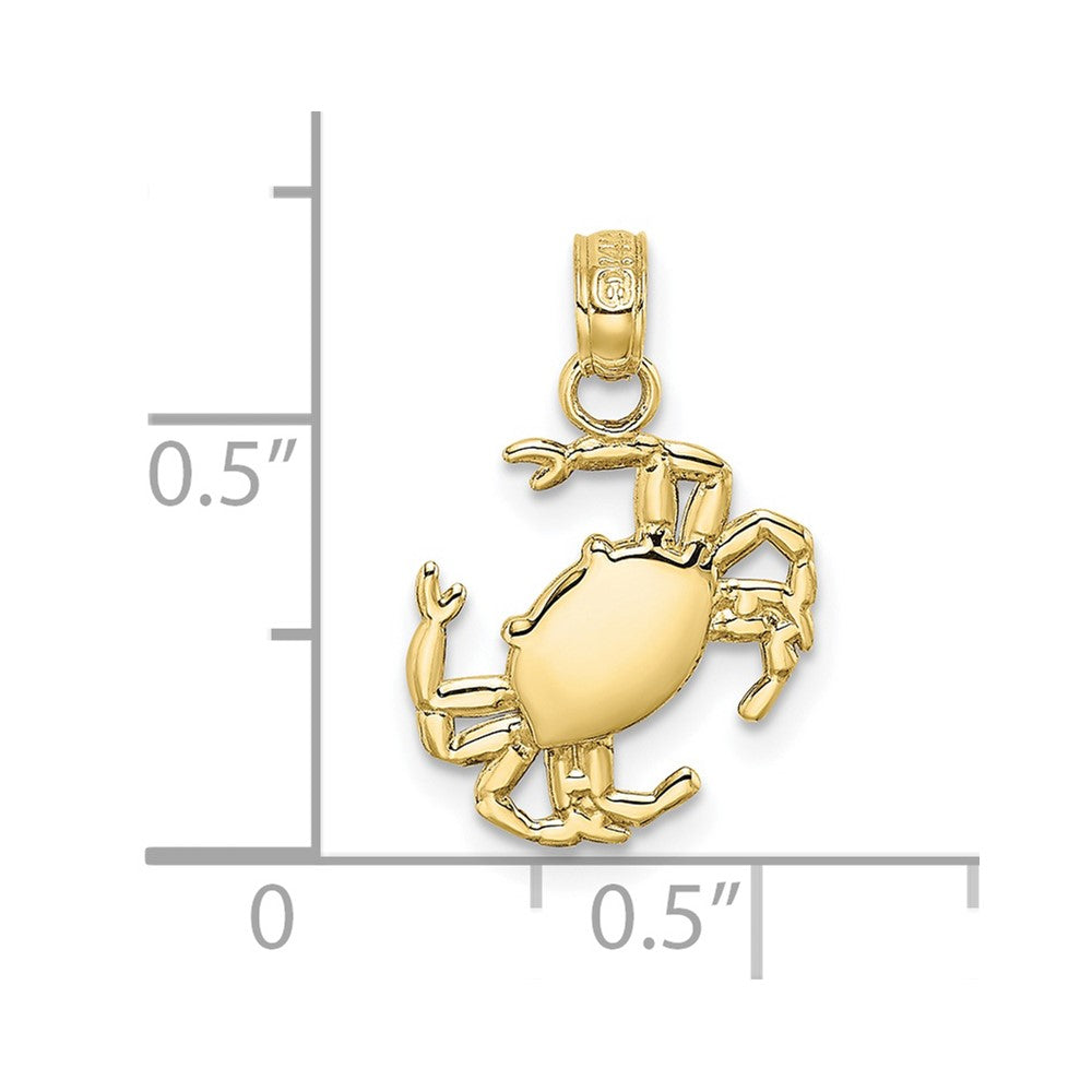 10K Yellow Gold 10K 2-D Polished Crab Charm