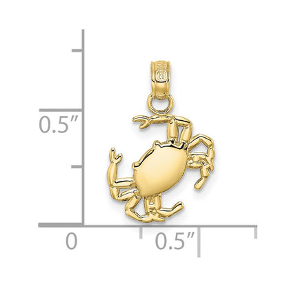 10K Yellow Gold 10K 2-D Polished Crab Charm