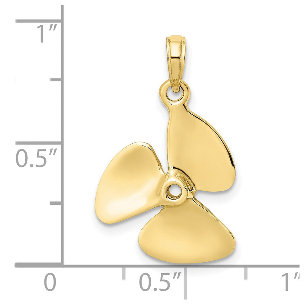 10K Yellow Gold 10K 3-D Polished Three Blade Propeller Charm