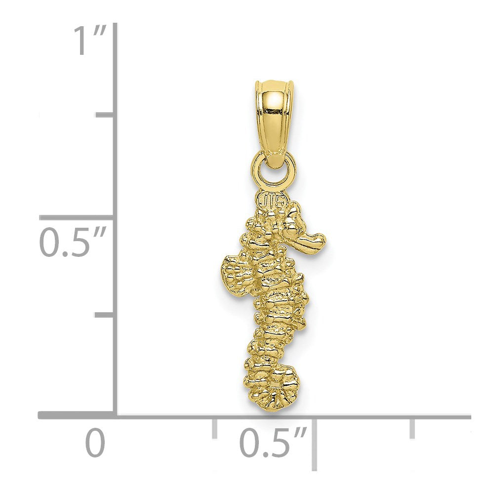 10K Yellow Gold 10K 3-D Mini Seahorse Charm