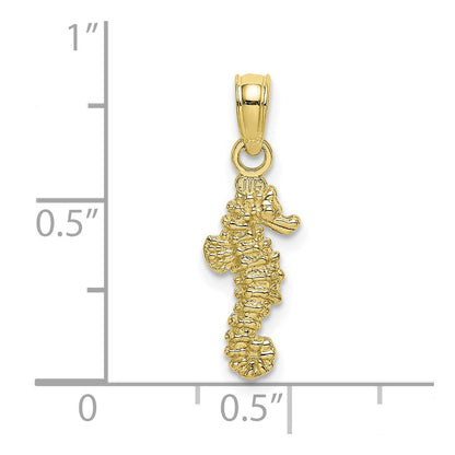 10K Yellow Gold 10K 3-D Mini Seahorse Charm