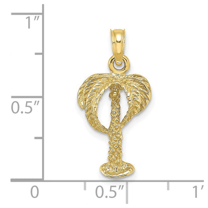 10K Yellow Gold 10K 2-D Palm Tree W/ Coconuts Charm