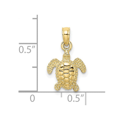 10K Yellow Gold 10K 3-D Mini Sea Turtle Charm