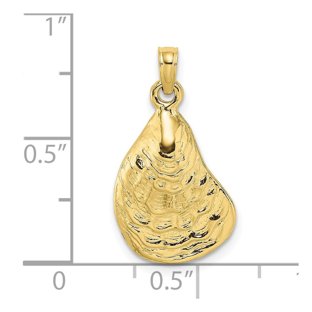 10K Yellow Gold 10K 2-D Textured / Polished Oyster Shell Charm