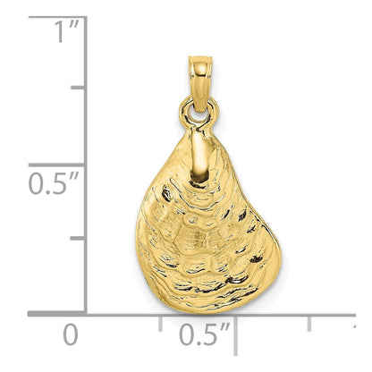 10K Yellow Gold 10K 2-D Textured / Polished Oyster Shell Charm