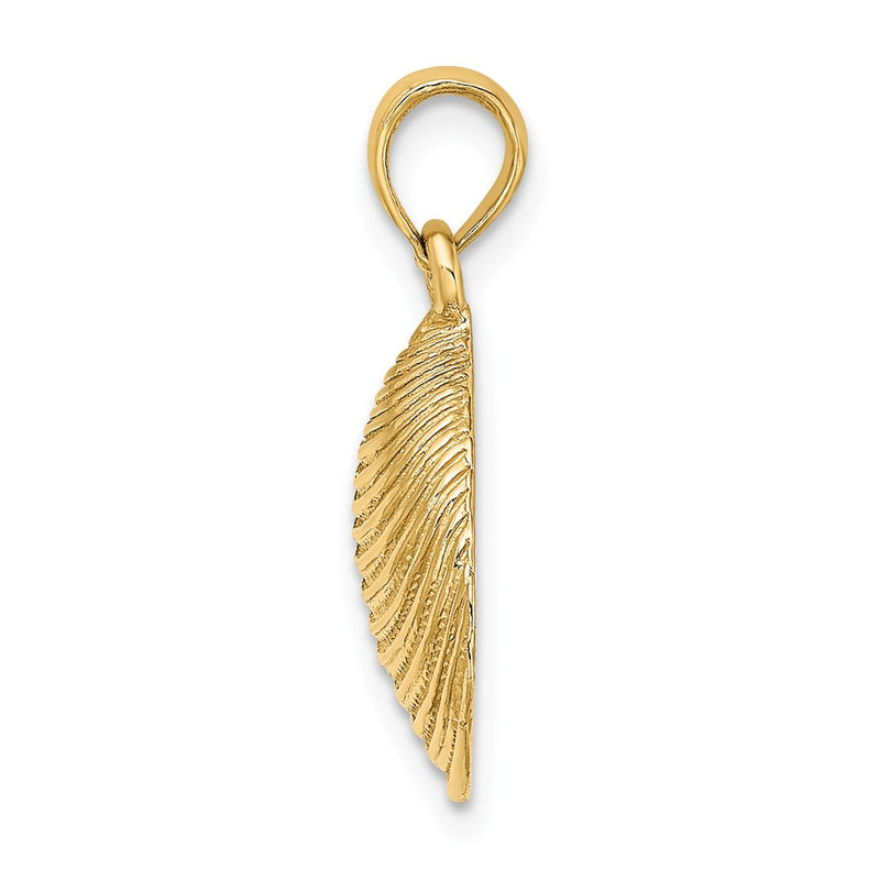 10K Yellow Gold 10K Textured 2-D Clam Shell Charm