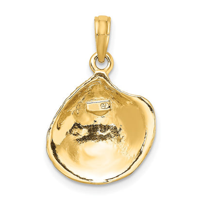 10K Yellow Gold 10K Textured 2-D Clam Shell Charm