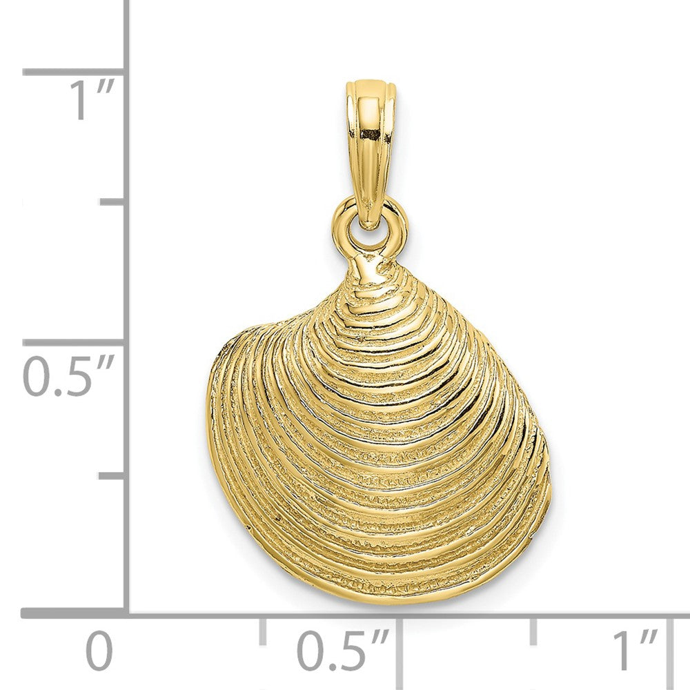 10K Yellow Gold 10K Textured 2-D Clam Shell Charm