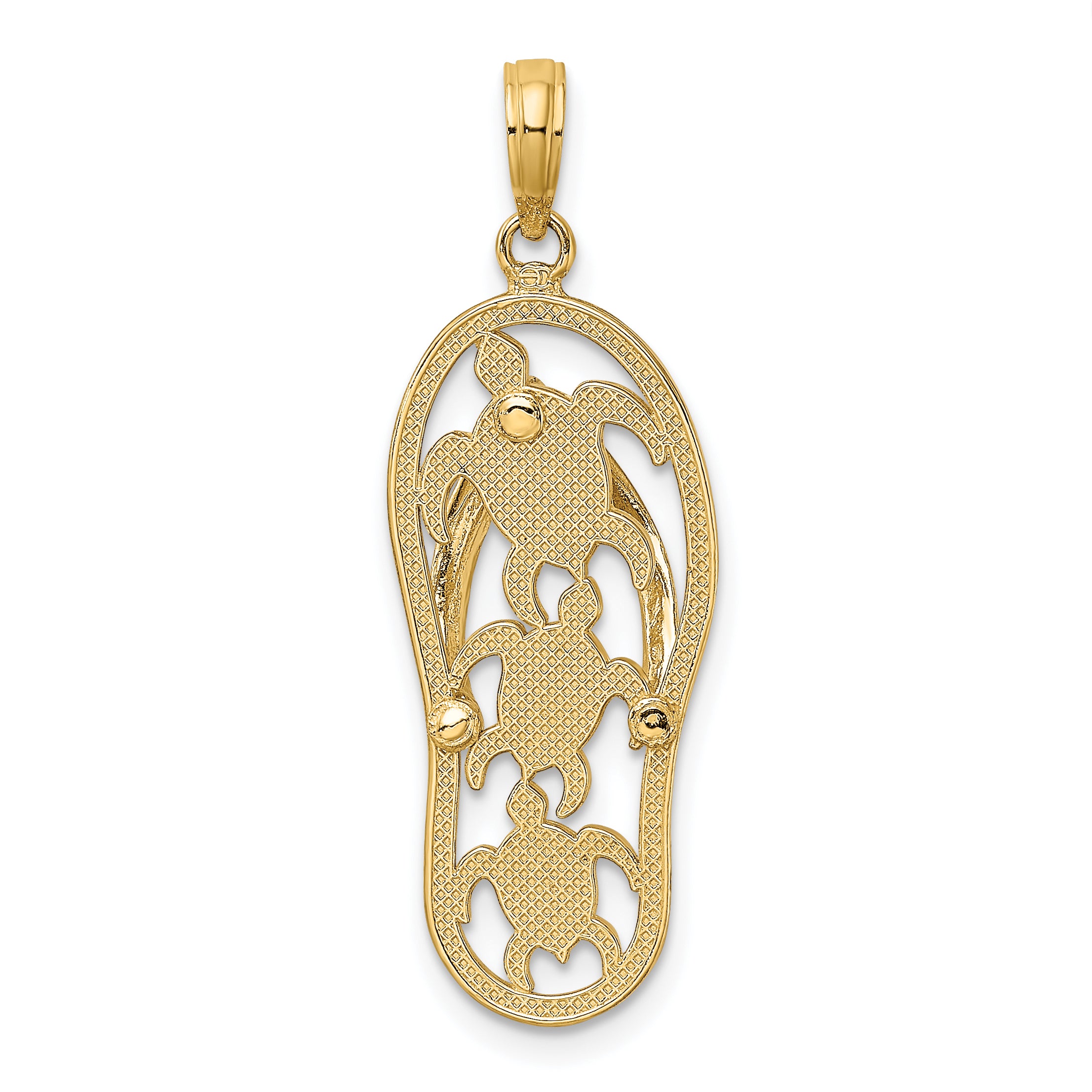 10K Yellow Gold 10K Triple Turtle Flip-Flop Charm