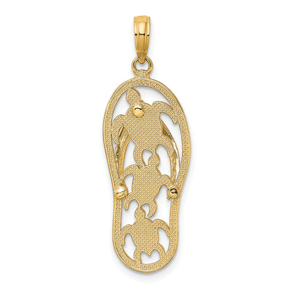 10K Yellow Gold 10K Triple Turtle Flip-Flop Charm