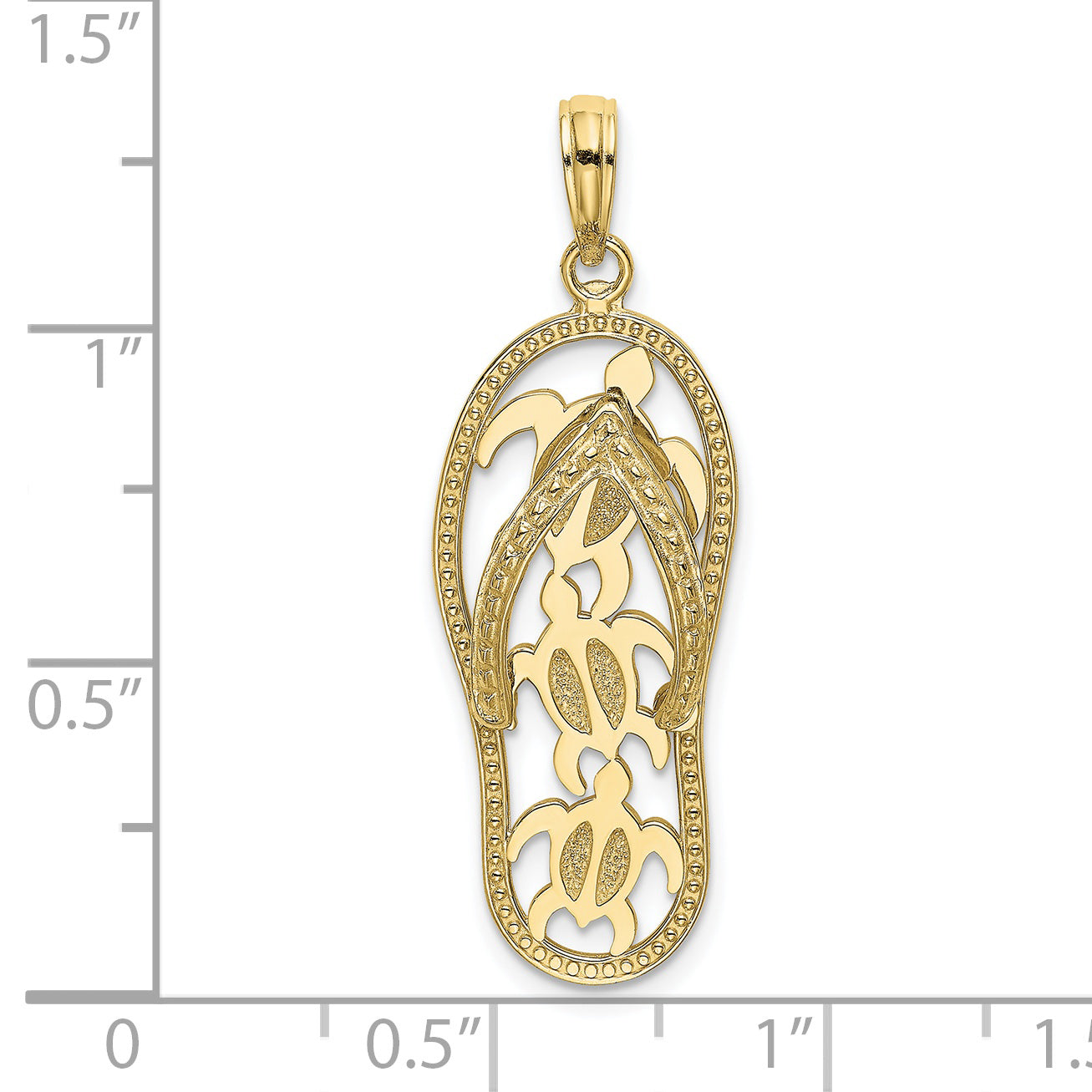 10K Yellow Gold 10K Triple Turtle Flip-Flop Charm