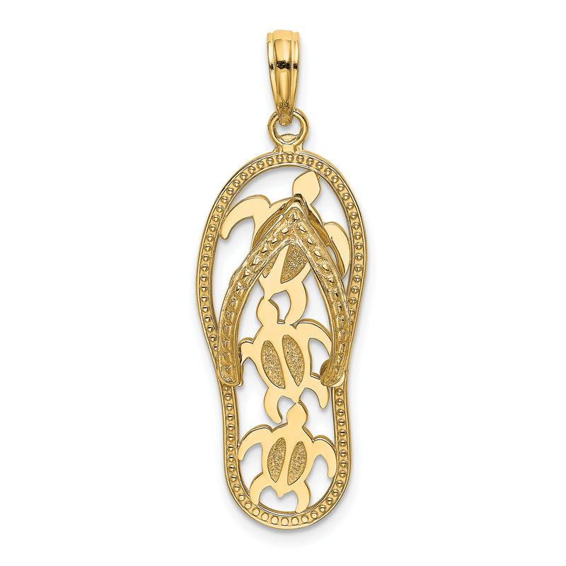 10K Yellow Gold 10K Triple Turtle Flip-Flop Charm