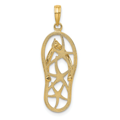 10K Yellow Gold 10K Multi Starfish Flip-Flop Charm