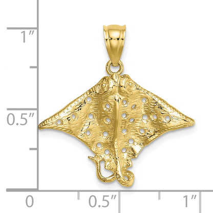 10K Yellow Gold 10K 2-D Spotted Eagle Ray W/ Holes Charm