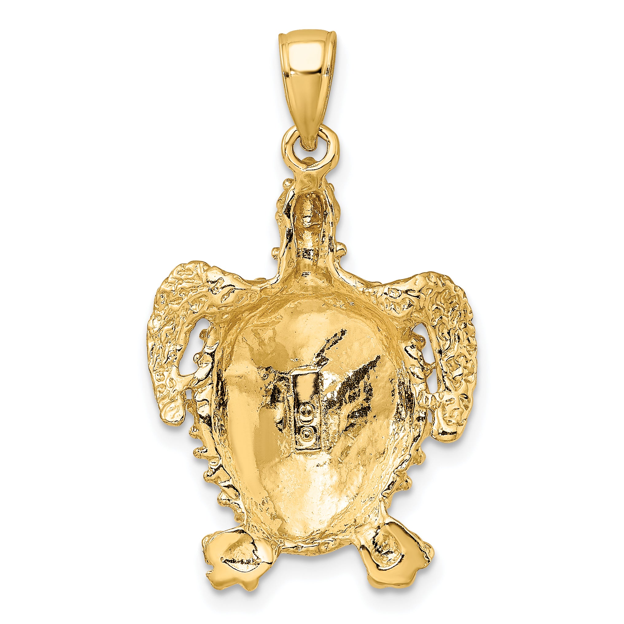 10K Yellow Gold 10K 2-D Sea Turtle W/ Spiny Shell Charm