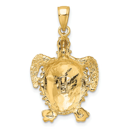 10K Yellow Gold 10K 2-D Sea Turtle W/ Spiny Shell Charm