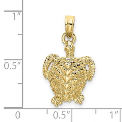 10K Yellow Gold 10K Textured Sea Turtle Charm