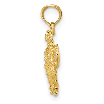 10K Yellow Gold 10K 2-D Sea Turtle W/ Spiny Shell Charm