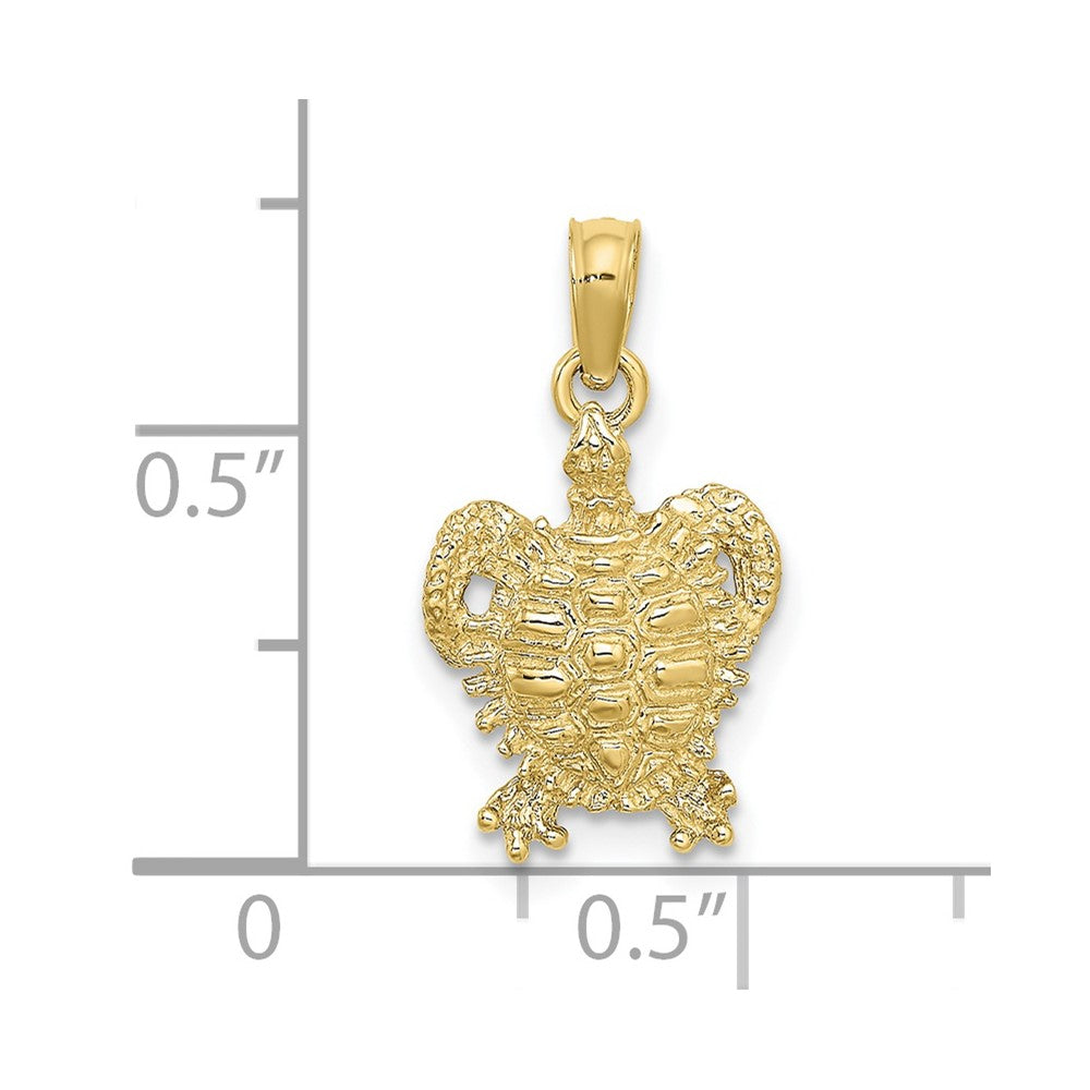 10K Yellow Gold 10K 2-D Sea Turtle W/ Spiny Shell Charm