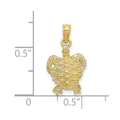 10K Yellow Gold 10K 2-D Sea Turtle W/ Spiny Shell Charm