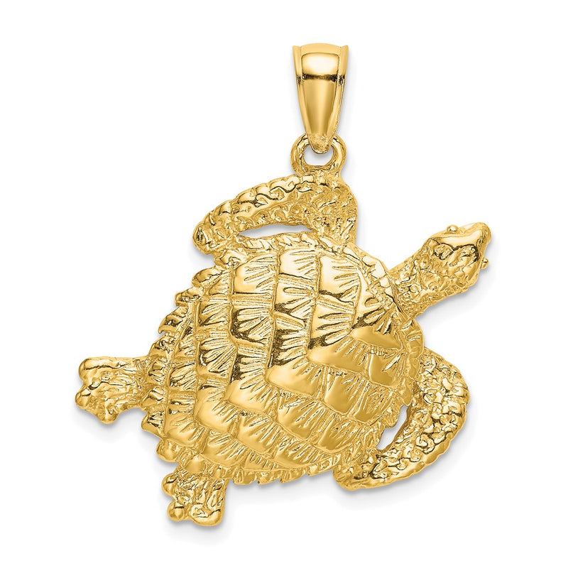 10K Yellow Gold 10K Textured Sea Turtle Charm