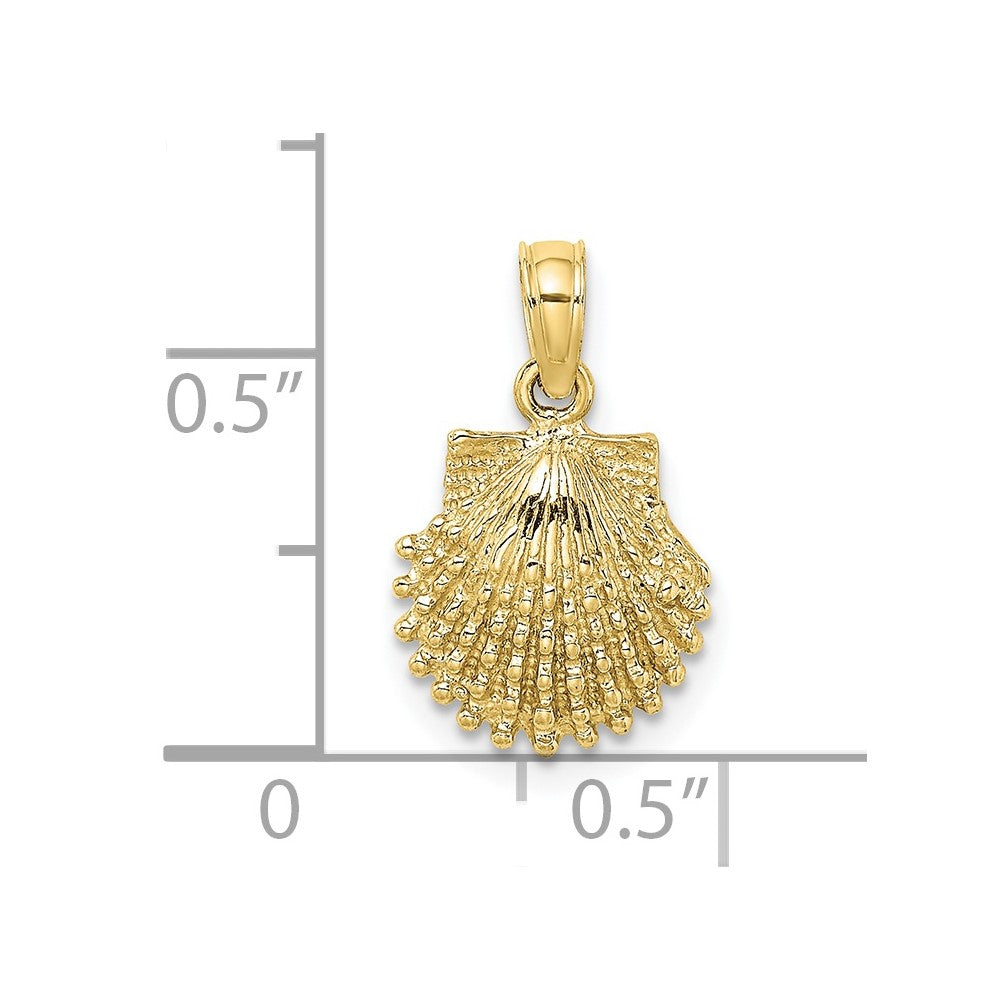 10K Yellow Gold 10K 2-D Beaded Scallop Shell Charm