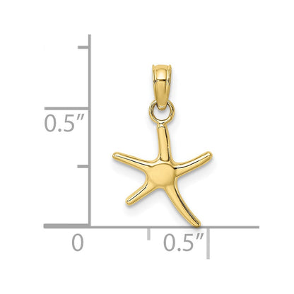 10K Yellow Gold Polished Mini Dancing Starfish W/ Bail Charm