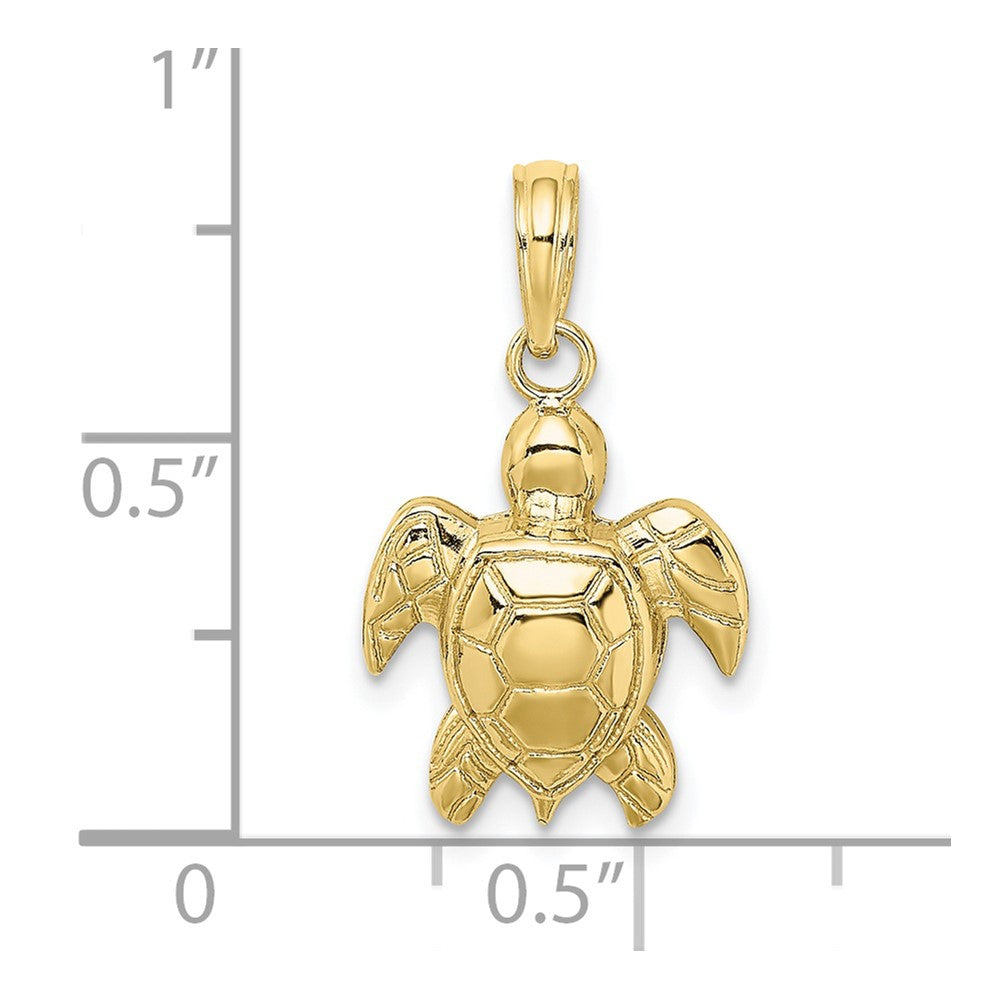 10K Yellow Gold 10K 2-D Textured Sea Turtle Charm