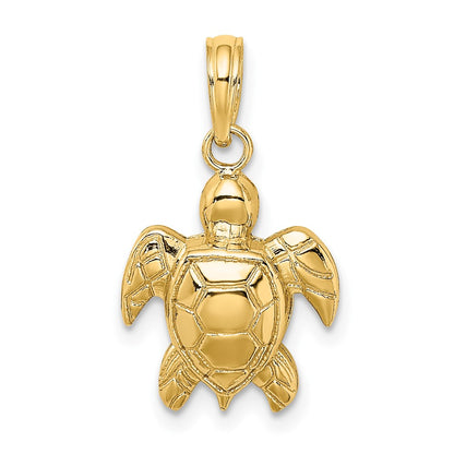 10K Yellow Gold 10K 2-D Textured Sea Turtle Charm