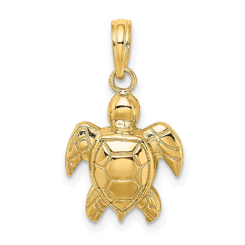 10K Yellow Gold 10K 2-D Textured Sea Turtle Charm