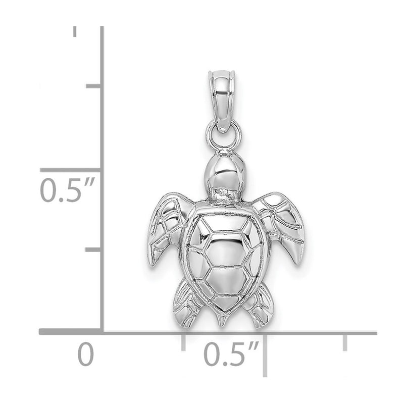 10K White Gold 10K 2-D Textured Sea Turtle Charm